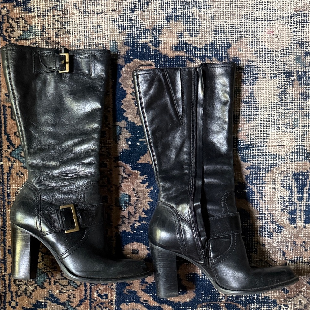 BP Black Julius-Lea Heeled Leather Boots